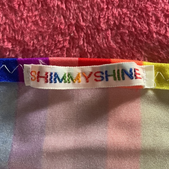 Shimmy Shine Rainbow High Waisted Hotpants Bandeau Set - Picture 3 of 3